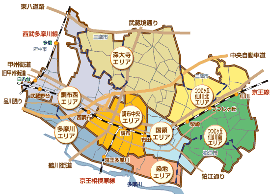 調布市内エリアマップ